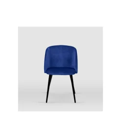 Pack de 2 sillas modelo Keren tapizadas en terciopelo azul indigo, 51.5cm(ancho ) 88.5cm(altura) 56.5cm(fondo)