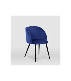 Pack de 2 sillas modelo Keren tapizadas en terciopelo azul indigo, 51.5cm(ancho ) 88.5cm(altura) 56.5cm(fondo)