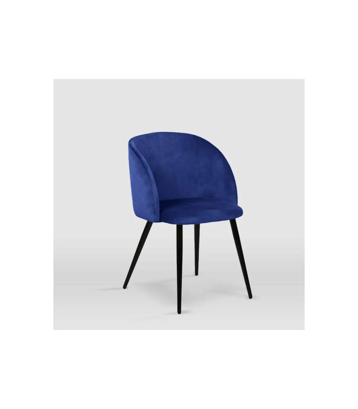 Pack de 2 sillas modelo Keren tapizadas en terciopelo azul indigo, 51.5cm(ancho ) 88.5cm(altura) 56.5cm(fondo)