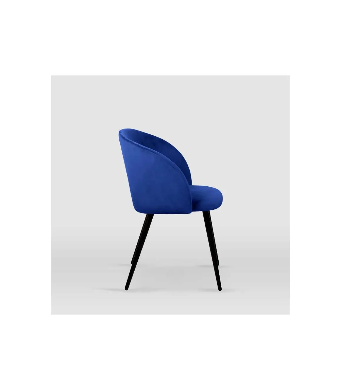Pack de 2 sillas modelo Keren tapizadas en terciopelo azul indigo, 51.5cm(ancho ) 88.5cm(altura) 56.5cm(fondo)