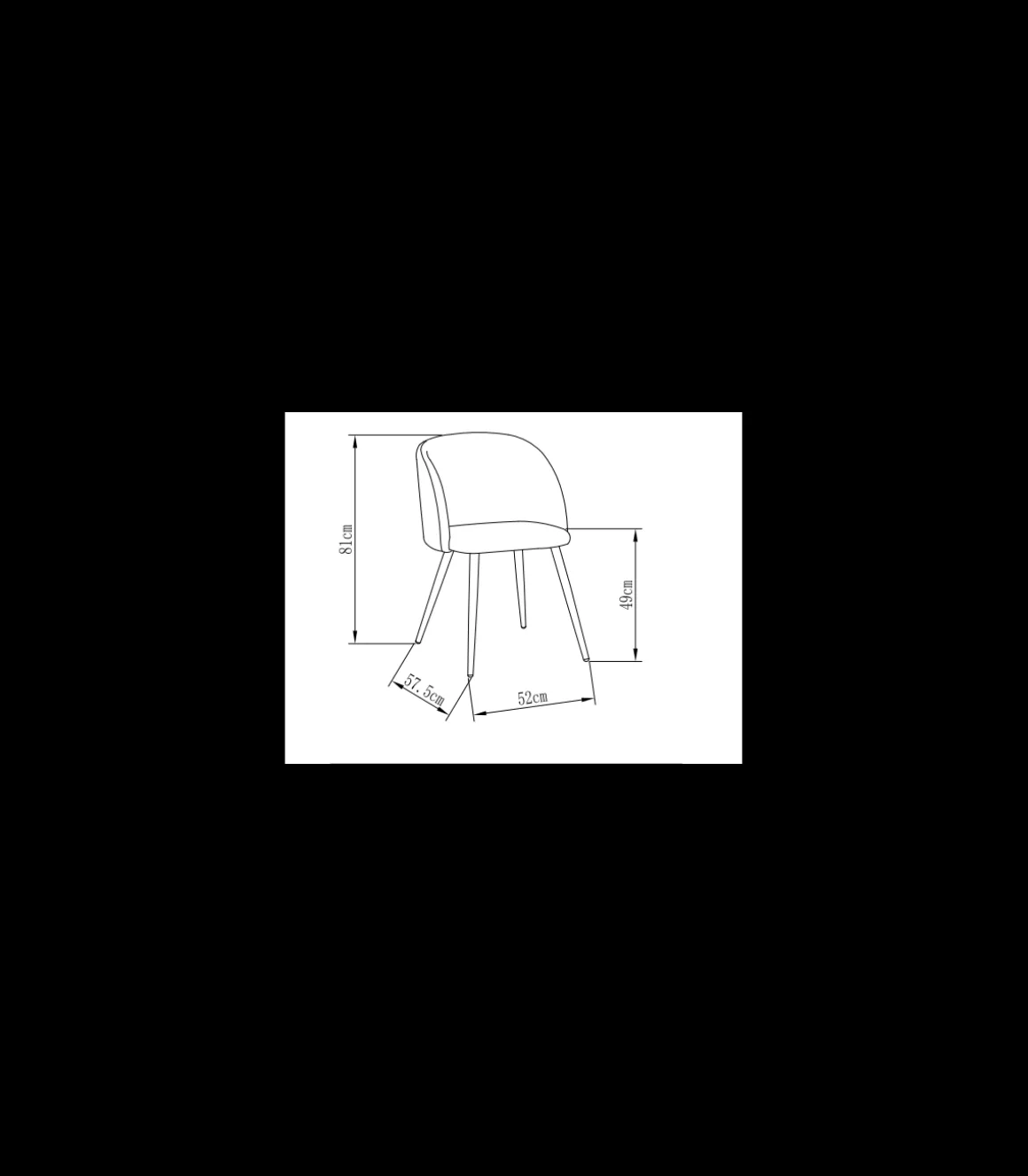 Pack de 2 sillas modelo Keren tapizadas en terciopelo azul indigo, 51.5cm(ancho ) 88.5cm(altura) 56.5cm(fondo)
