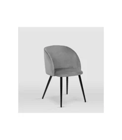 Pack de 2 sillas modelo Keren tapizadas en terciopelo gris piedra, 51.5cm(ancho ) 88.5cm(altura) 56.5cm(fondo)