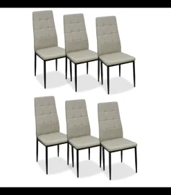 Pack de 6 sillas modelo Latina tapizadas en textil gris, 96cm(alto) 44cm(ancho) 45cm(largo)