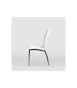 Pack de 4 sillas modelo Marian tapizadas en piel sintetica blanca, 43cm(ancho ) 94cm(altura) 59cm(fondo)