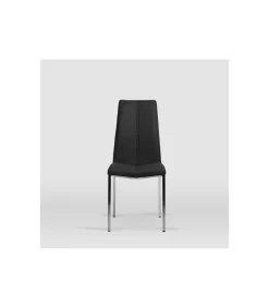 Pack de 4 sillas modelo Marian tapizadas en piel sintética negra, 43cm(ancho ) 94cm(altura) 59cm(fondo)