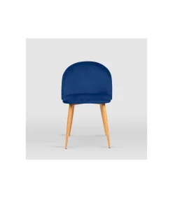 Pack de 4 sillas modelo Mercedes tapizadas en terciopelo azul índigo, 51cm(ancho ) 78cm(altura) 52.5cm(fondo)