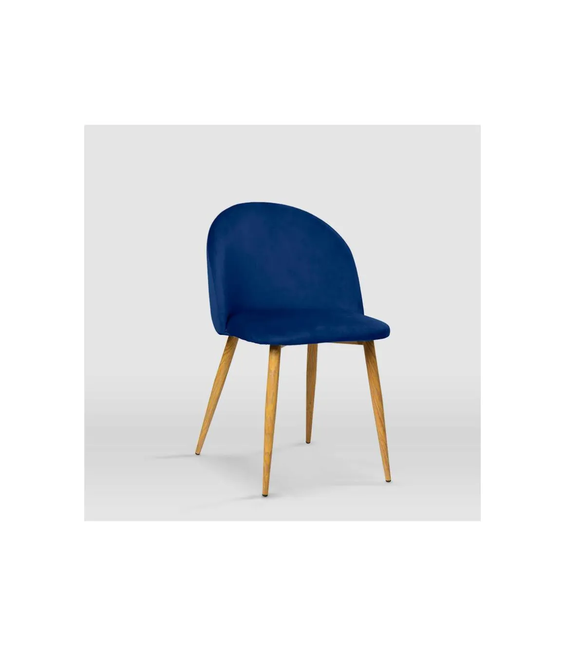 Pack de 4 sillas modelo Mercedes tapizadas en terciopelo azul índigo, 51cm(ancho ) 78cm(altura) 52.5cm(fondo)