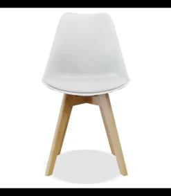 Pack de 4 sillas modelo Osaka tapizadas en polipiel blanco, 83cm(alto) 50cm(ancho) 52cm(largo)
