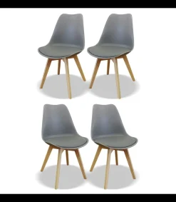 Pack de 4 sillas modelo Osaka tapizadas en polipiel gris, 83cm(alto) 50cm(ancho) 52cm(largo)