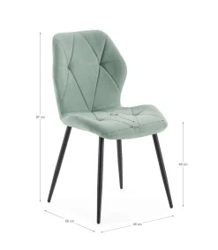 Pack de 4 sillas modelo Palma tapizado textil aguamarina, 85cm(alto) 47.5cm(ancho) 57.5cm(largo)