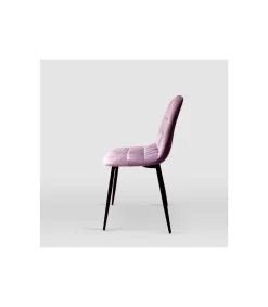 Pack de 4 sillas modelo WEI tapizadas en terciopelo rosa, 45cm(ancho ) 87cm(altura) 54.5cm(fondo)