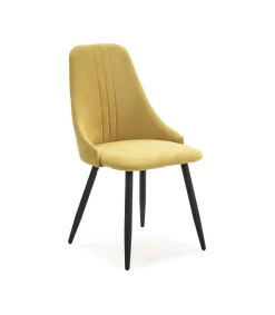 Pack de 4 sillas para cocina o comedor Izan tapizado textil amarillo, 91cm(alto) 50cm(ancho) 57cm(fondo)