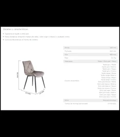 Pack de 4 sillas para cocina o comedor Marlene tapizado textil beige/negro, 85 cm(alto)53 cm(ancho)61 cm(largo)