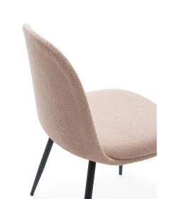 Pack de 4 sillas para cocina o comedor Dalila tapizado textil rosa claro, 48/80cm(alto) 49.5cm(ancho) 52cm(fondo)