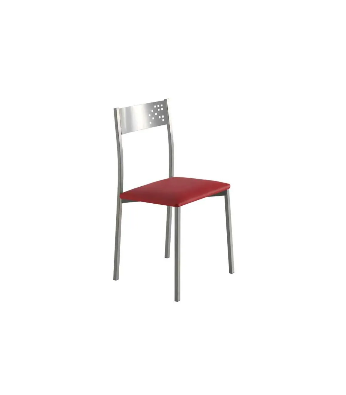 Pack de 4 sillas Rocío tapizado en polipiel rojo, 41 x 47 x 86 cm (largo x ancho x alto)