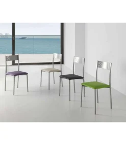 Pack de 4 sillas Rocío tapizado en polipiel rojo, 41 x 47 x 86 cm (largo x ancho x alto)