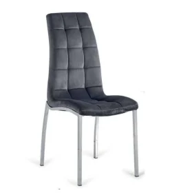 Pack de 4 sillas San Sebastián tapizada en tejido velvet gris oscuro. 96 cm (alto) 42 cm (ancho) 55 cm (fondo)