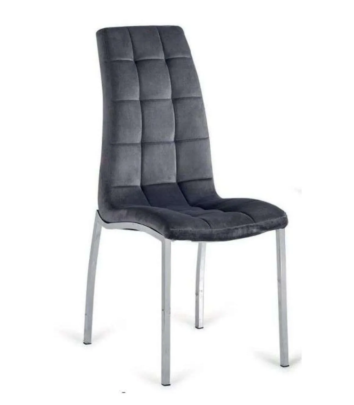 Pack de 4 sillas San Sebastián tapizada en tejido velvet gris oscuro. 96 cm (alto) 42 cm (ancho) 55 cm (fondo)