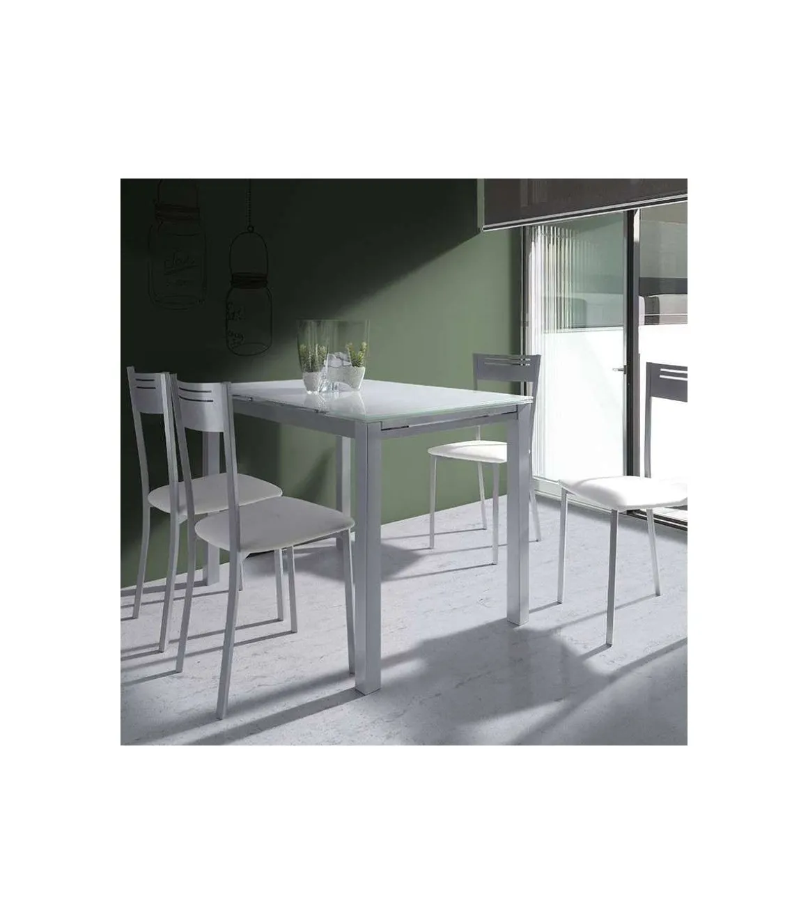Pack de 4 sillas tapizado en polipiel blanco, 86cm(alto) 40cm(ancho) 47cm(largo)