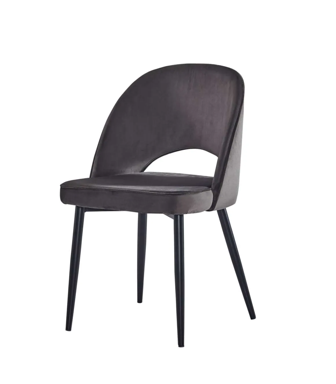 Pack de 4 sillas Teruel tela velvet en gris oscuro. 89 cm (alto) 48 cm (ancho) 48 cm (fondo)