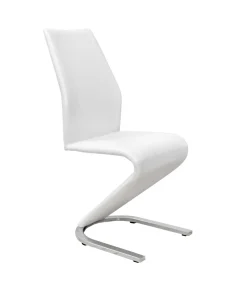 Pack de 2 sillas Unique tapizadas en tejido PU blanco, 100cm(alto) 43cm(ancho) 62cm(largo)