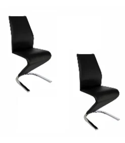 Pack de 2 sillas Unique tapizadas en tejido PU negro, 100cm(alto) 43cm(ancho) 62cm(largo)