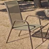 Pack de 4 sillones acero/textilen Macao-3 apilables bronce. 94 cm(alto) 54 cm(ancho)84 cm(fondo)