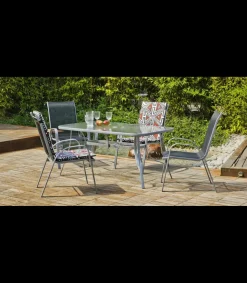 Pack de 4 sillones apilables acero/textilen Seul-3. 94 cm(alto) 54 cm(ancho)84 cm(fondo)