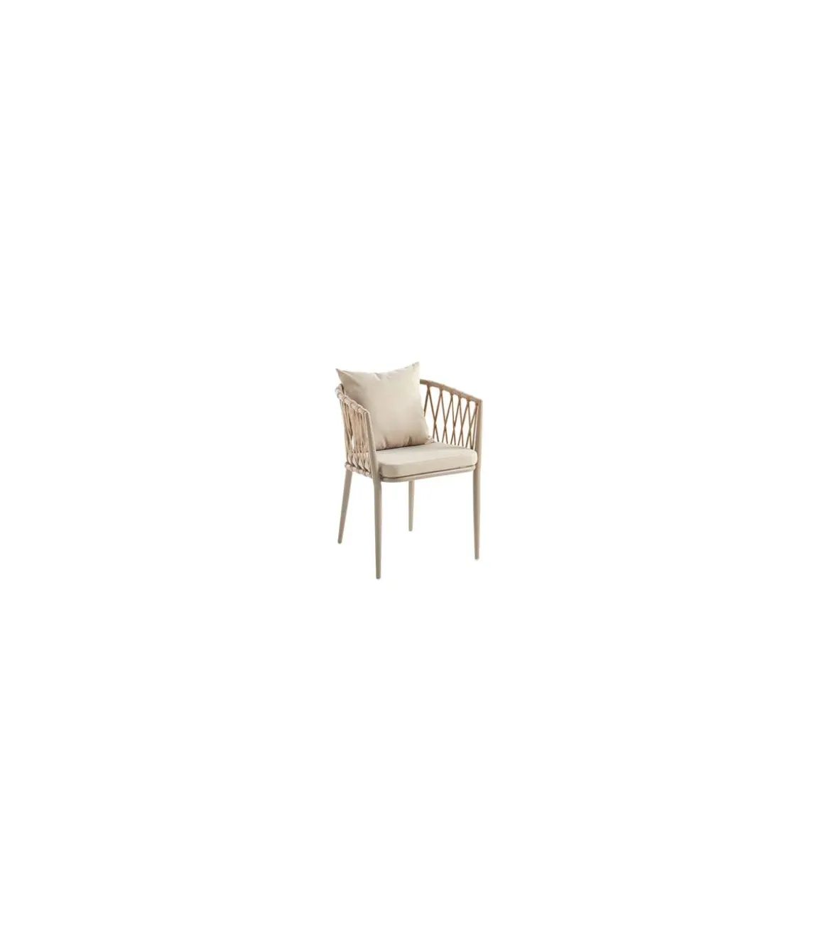 Pack de 4 sillones con cojines Rodas acabado arena, 76cm(alto) 50cm(ancho) 60cm(fondo)
