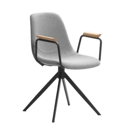 Pack de 2 sillones giratorias modelo Tajo con brazos tapizado textil gris claro, 81cm(alto) 61cm(ancho) 59cm(largo)