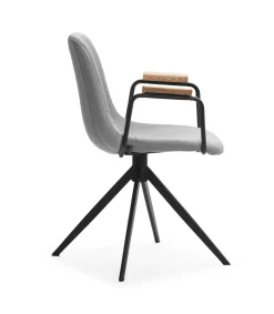 Pack de 2 sillones giratorias modelo Tajo con brazos tapizado textil gris claro, 81cm(alto) 61cm(ancho) 59cm(largo)