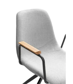 Pack de 2 sillones giratorias modelo Tajo con brazos tapizado textil gris claro, 81cm(alto) 61cm(ancho) 59cm(largo)
