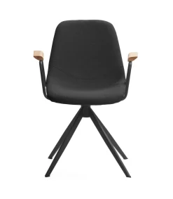 Pack de 2 sillones giratorias modelo Tajo con brazos tapizado textil negro, 81cm(alto) 61cm(ancho) 59cm(largo)