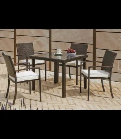 Pack de 4 sillones huitex Bahia apilables con cojines. 88 cm(alto) 55 cm(ancho)60 cm(fondo)