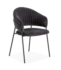 Pack de 2 sillones modelo Lidia tapizado textil gris oscuro, 81.5cm(alto) 54cm(ancho) 57cm(largo)