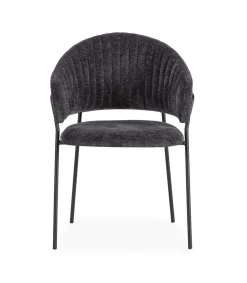 Pack de 2 sillones modelo Lidia tapizado textil gris oscuro, 81.5cm(alto) 54cm(ancho) 57cm(largo)
