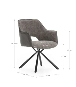 Pack de 2 sillones modelo Oliver tapizado textil gris, 81cm(alto) 60cm(ancho) 62cm(largo)