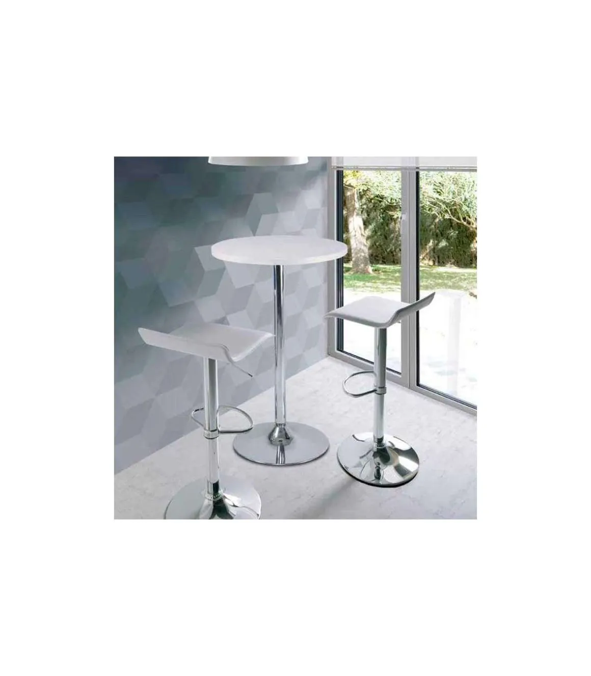 Pack de 2 taburetes alto en acabado blanco, 77-87 cm(alto)38 cm(ancho)32 cm(largo)