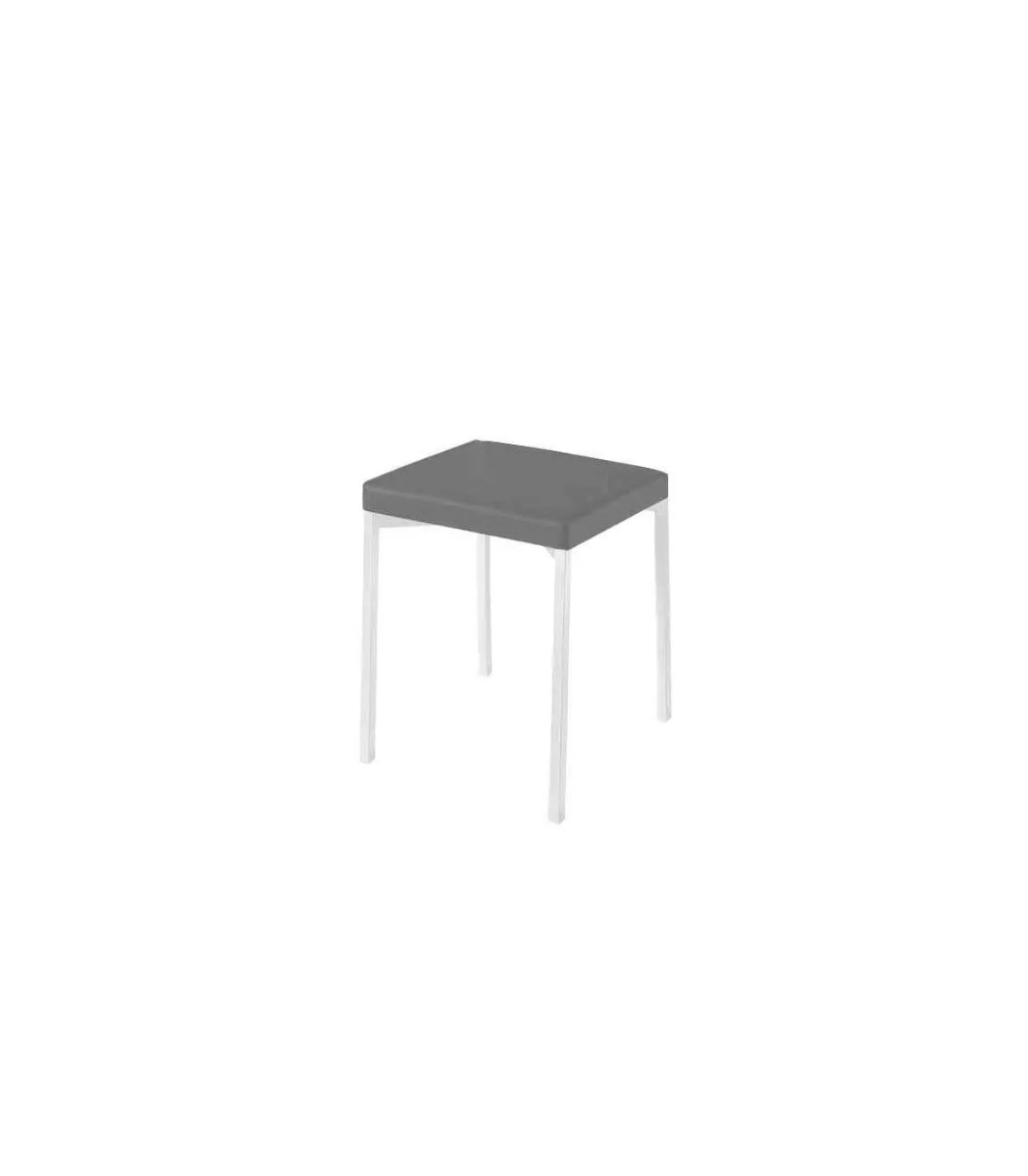Pack de 4 taburetes bajos tapizado en polipiel gris, 47cm(alto) 40cm(ancho) 40cm(largo)