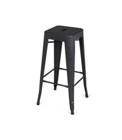 Pack de 4 taburetes de metal apilable modelo Tolix acabado negro, 31 cm(ancho) 76.5 cm(altura) 31 cm(fondo)