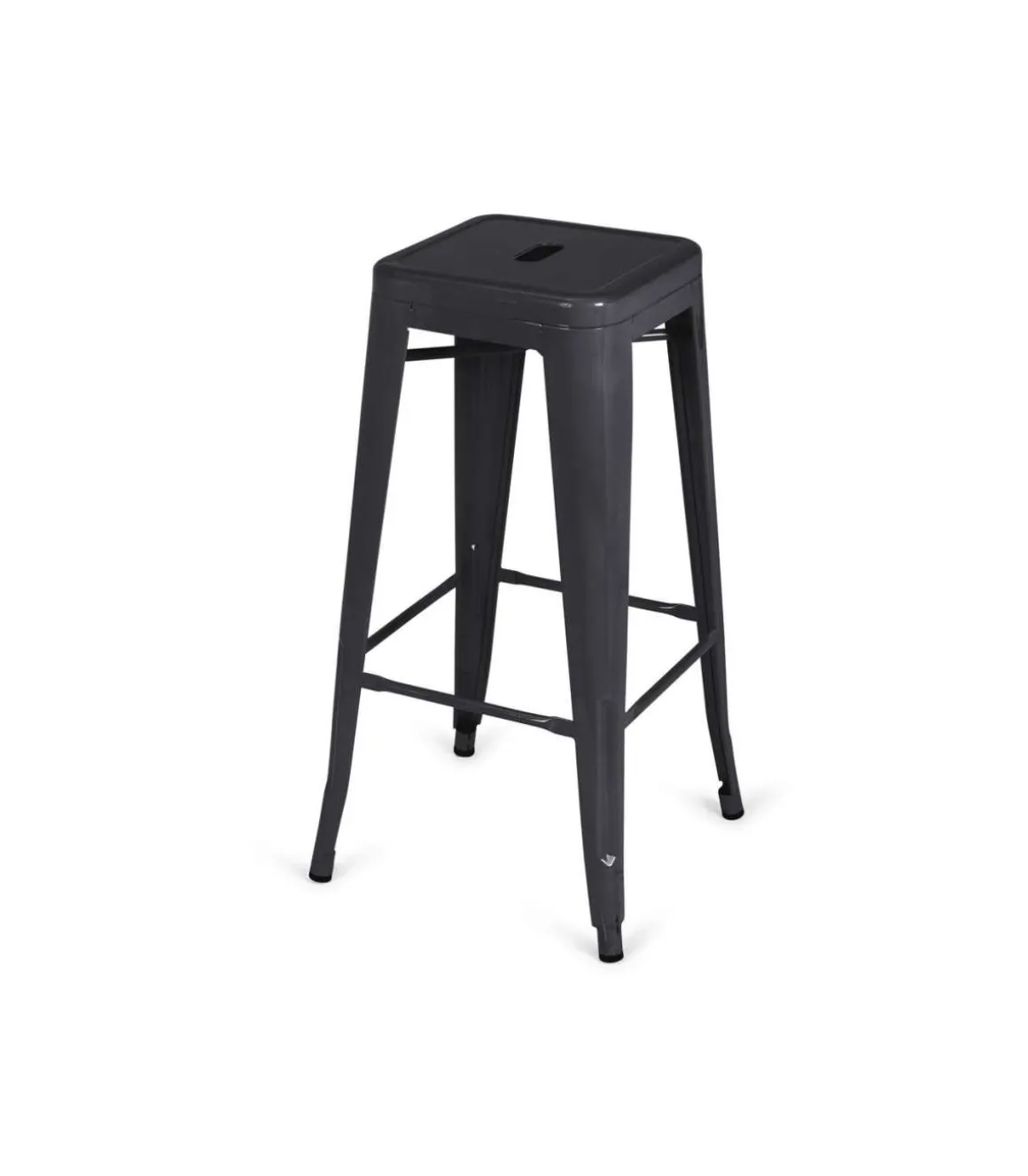 Pack de 4 taburetes de metal apilable modelo Tolix acabado negro, 31 cm(ancho) 76.5 cm(altura) 31 cm(fondo)