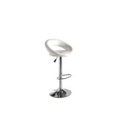 Pack de 2 taburetes elevables Zoe tapizados en polipiel blanco, 53 x 47 x 80/101 cm (largo x alto x ancho)