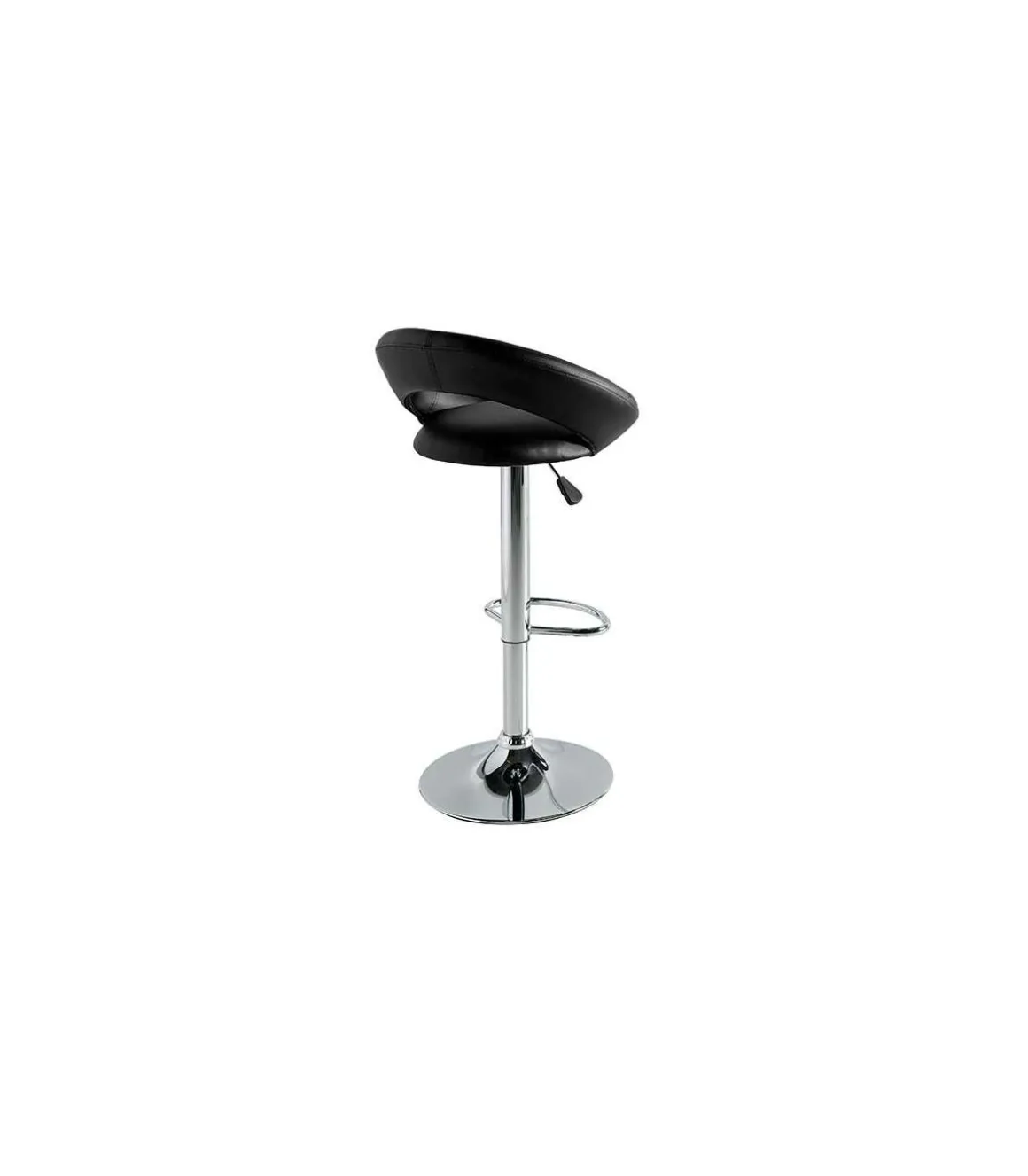 Pack de 2 taburetes elevables Zoe tapizados en polipiel negro, 53 x 47 x 80/101 cm (largo x alto x ancho)