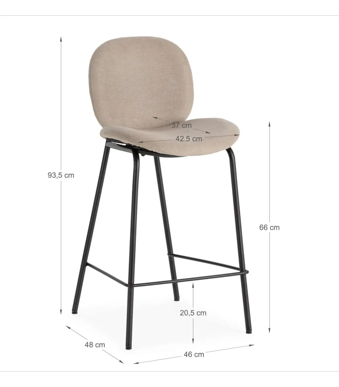Pack de 2 taburetes modelo Coro acabado beige, 94cm(alto) 43cm(ancho) 54cm (largo)