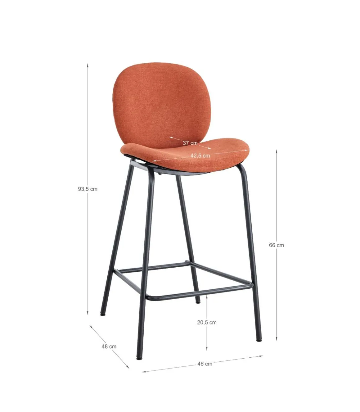 Pack de 2 taburetes modelo Coro acabado teja, 94cm(alto) 43cm(ancho) 54cm (largo)