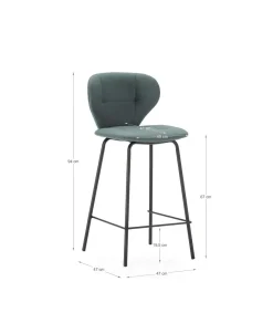 Pack de 2 taburetes modelo Fauna tapizado en polipiel verde, 94cm(alto) 45cm(ancho) 52cm (largo)