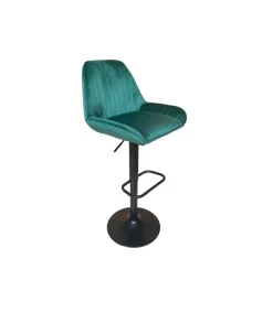 Pack de 2 taburetes regulables modelo Monet tapizado en tela velvet verde, 54cm(ancho ) 88-108cm(altura) 48cm(fondo)
