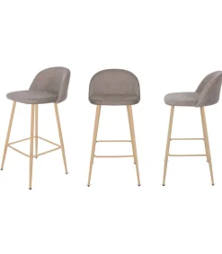 Pack de 4 taburetes tapizados Zaragoza marrón jaspeado. 84cm(alto) 45cm(ancho) 40cm(fondo)