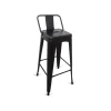 Pack de 4 taburetes Tolix con respaldo acabado negro. 95 cm(alto)30 cm(ancho)43 cm(fondo)