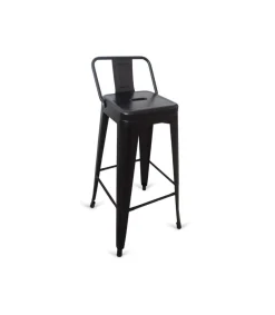 Pack de 4 taburetes Tolix con respaldo acabado negro. 95 cm(alto)30 cm(ancho)43 cm(fondo)